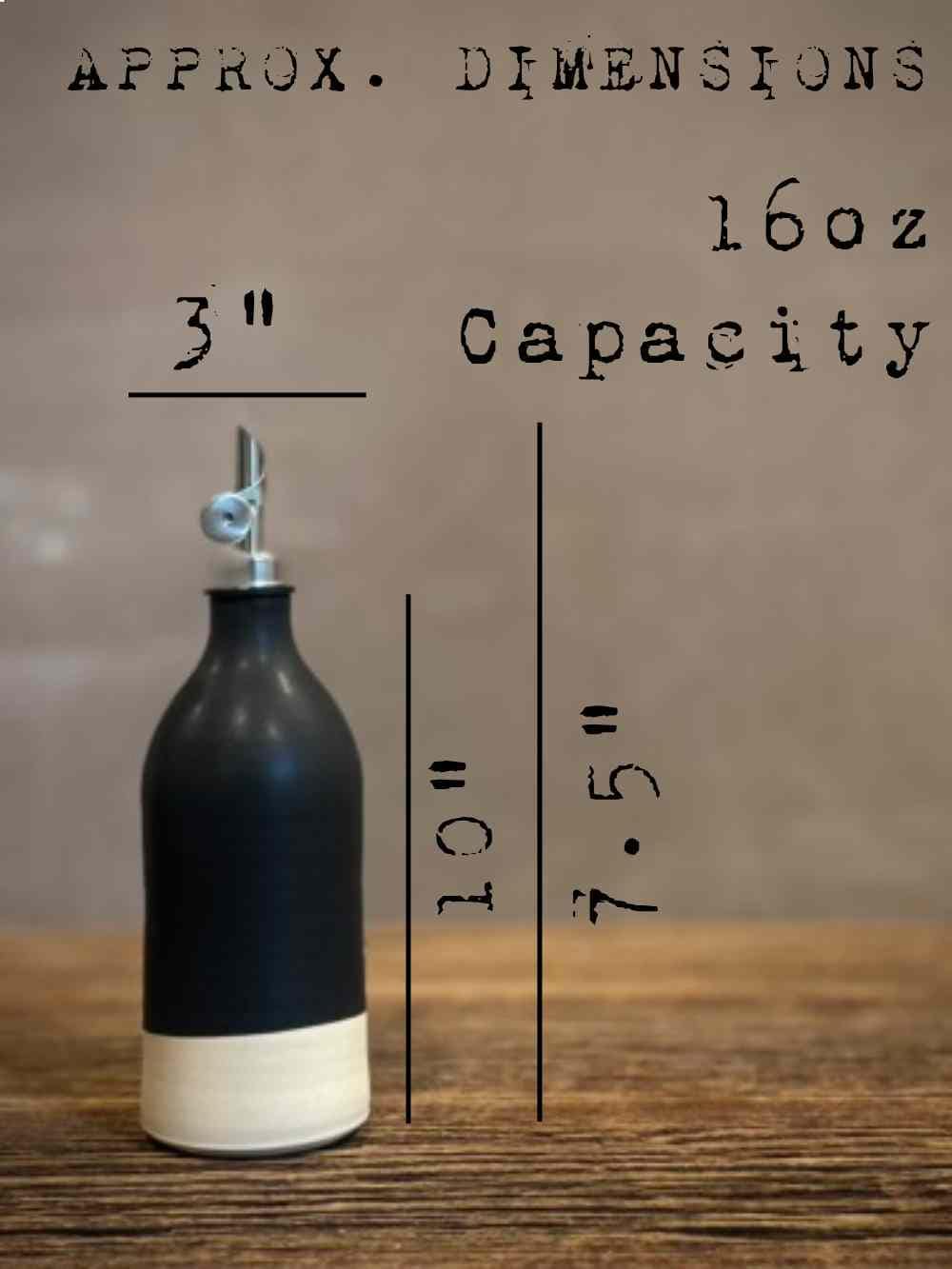Handcrafted Ceramic Blackstone Olive Oil & Vinegar Bottle Set | Stoneware Cruet Set | Farmhouse Kitchen Decor | Modern Oil Dispenser