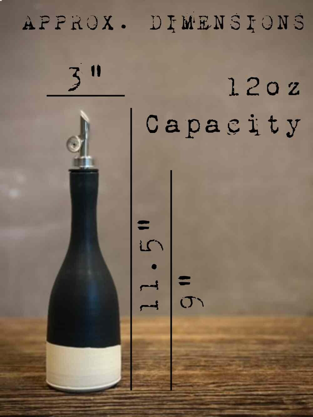 Handcrafted Ceramic Blackstone Olive Oil & Vinegar Bottle Set | Stoneware Cruet Set | Farmhouse Kitchen Decor | Modern Oil Dispenser