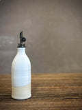 Handcrafted Ceramic White Dove Olive Oil & Vinegar Bottle Set | Stoneware Cruet Set | Farmhouse Kitchen Decor | Modern Oil Dispenser