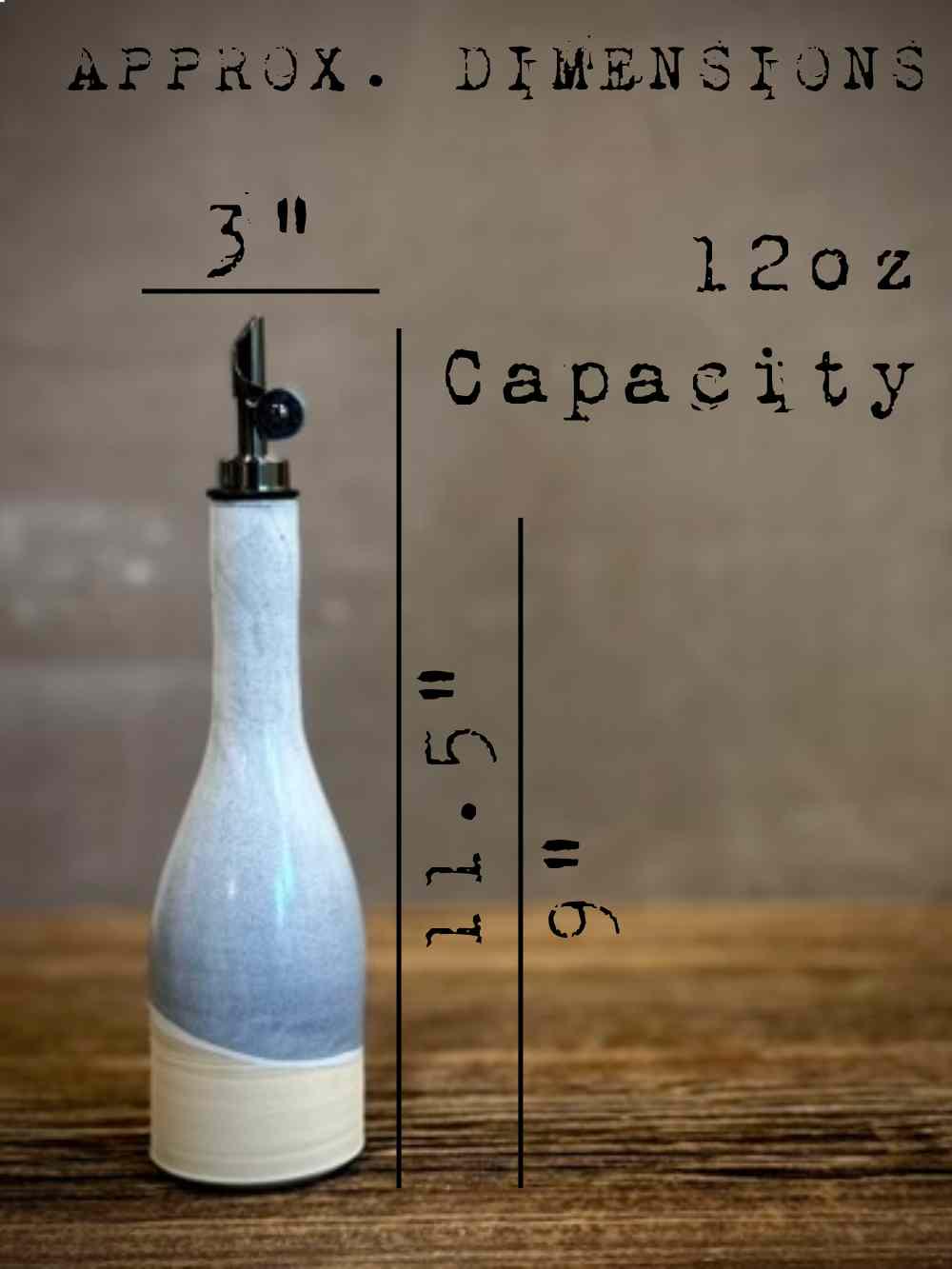 Handcrafted Ceramic Linen Gray Olive Oil & Vinegar Bottle Set | Stoneware Cruet Set | Farmhouse Kitchen Decor | Modern Oil Dispenser