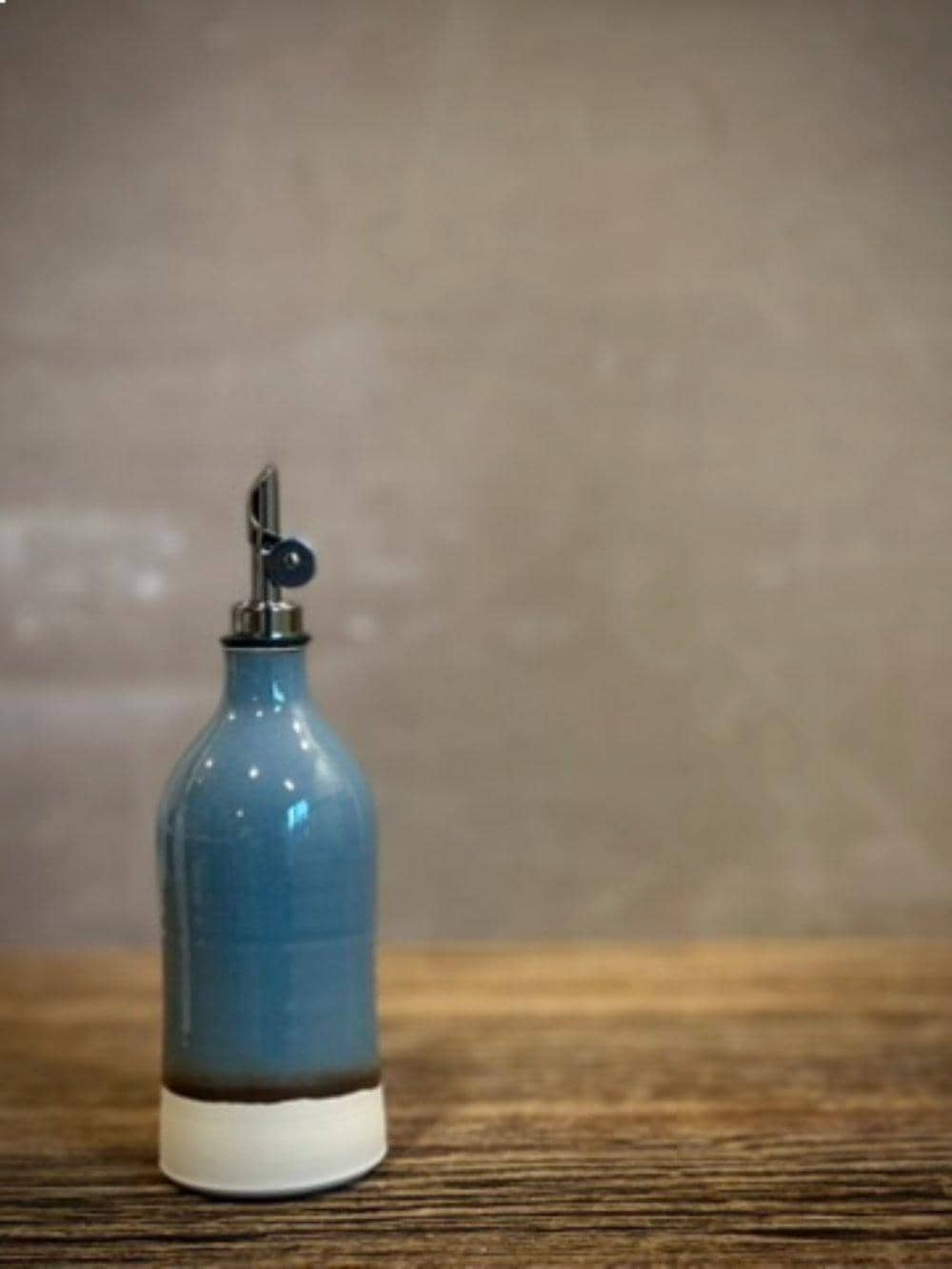 Handcrafted Ceramic RiverDrift Olive Oil & Vinegar Bottle Set | Stoneware Cruet Set | Farmhouse Kitchen Decor | Modern Oil Dispenser