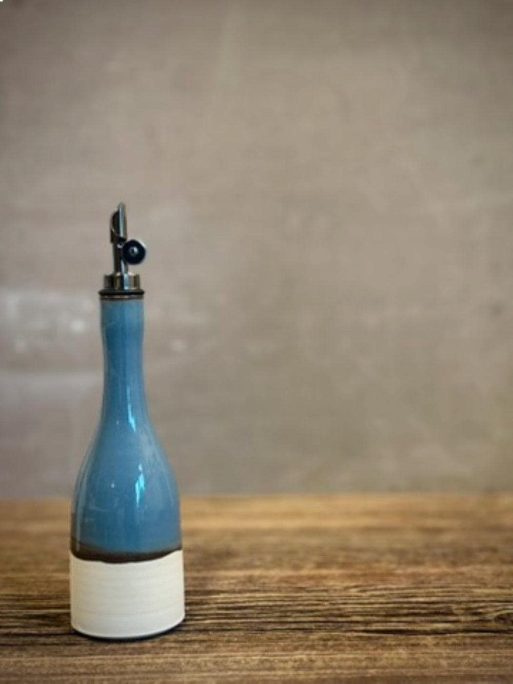 Handcrafted Ceramic RiverDrift Olive Oil & Vinegar Bottle Set | Stoneware Cruet Set | Farmhouse Kitchen Decor | Modern Oil Dispenser
