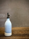 Handmade Ceramic Classic Olive Oil Dispenser | Linen Gray Stoneware Oil Pourer Bottle | Kitchen Counter Decor | Vinegar Cruet