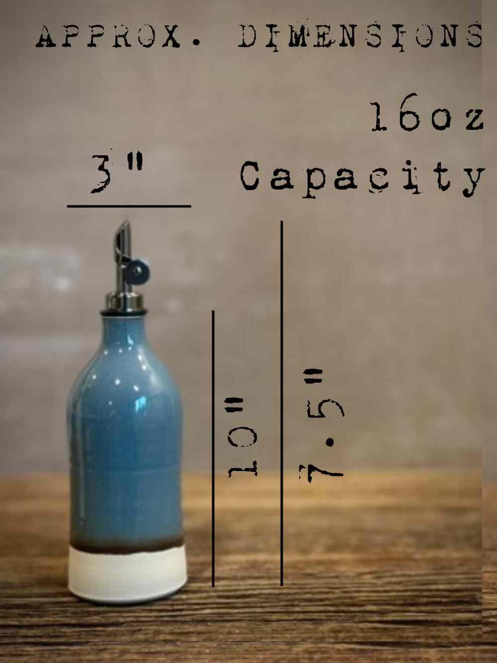 Handmade Ceramic Classic Olive Oil Dispenser | Riverdrift Stoneware Oil Pourer Bottle | Kitchen Counter Decor | Vinegar Cruet