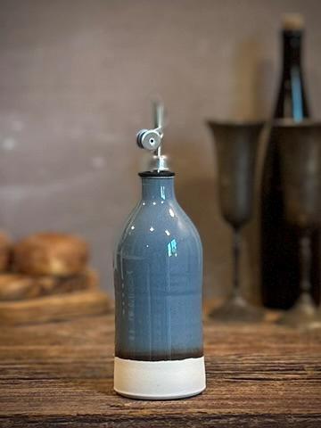 Handmade Ceramic Classic Olive Oil Dispenser | Riverdrift Stoneware Oil Pourer Bottle | Kitchen Counter Decor | Vinegar Cruet
