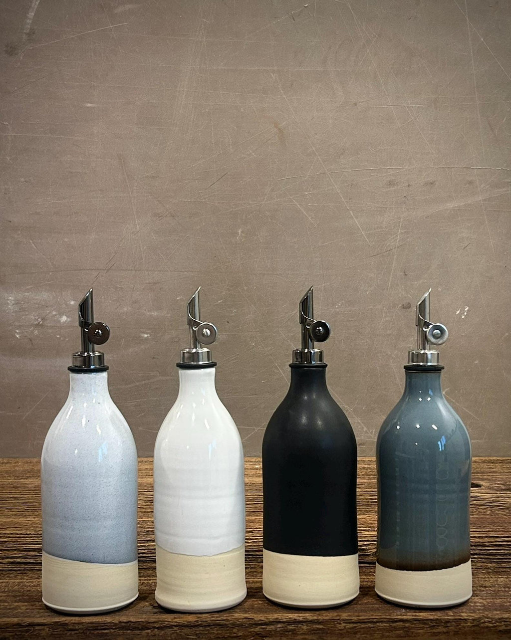 Handmade Ceramic Classic Olive Oil Dispenser | Blackstone Stoneware Oil Pourer Bottle | Kitchen Counter Decor | Vinegar Cruet