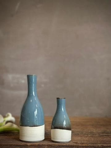 Riverdrift Bud Vase | Handmade Ceramic | Wheel-Thrown Stoneware Flower Vase |8" Small Pottery Vase| Minimalist Farmhouse Blue Decor