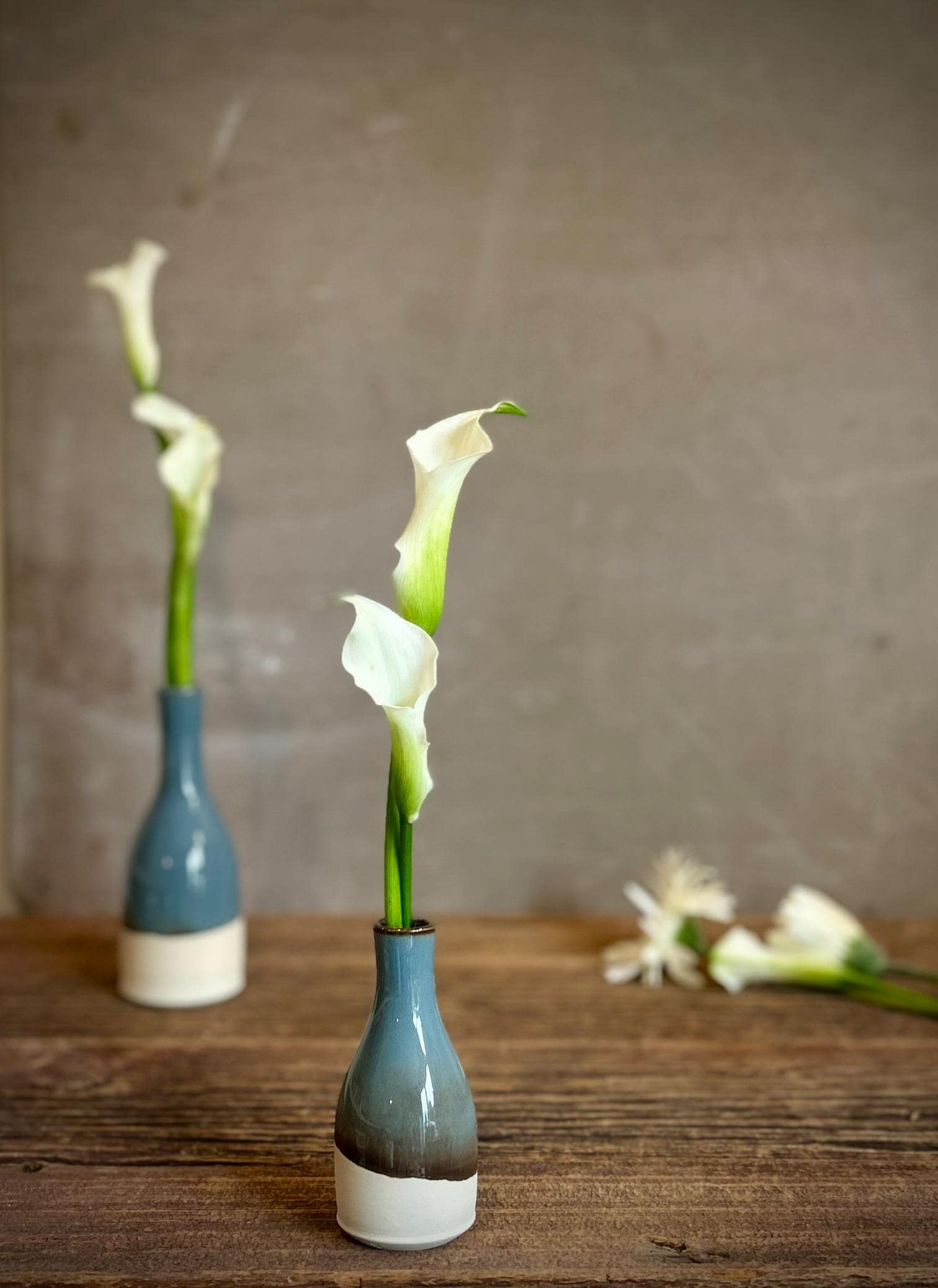 Riverdrift Bud Vase | Handmade Ceramic | Wheel-Thrown Stoneware Flower Vase |8" Small Pottery Vase| Minimalist Farmhouse Blue Decor