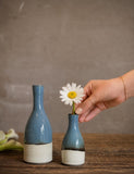 Riverdrift Bud Vase | Handmade Ceramic | Wheel-Thrown Stoneware Flower Vase |8" Small Pottery Vase| Minimalist Farmhouse Blue Decor