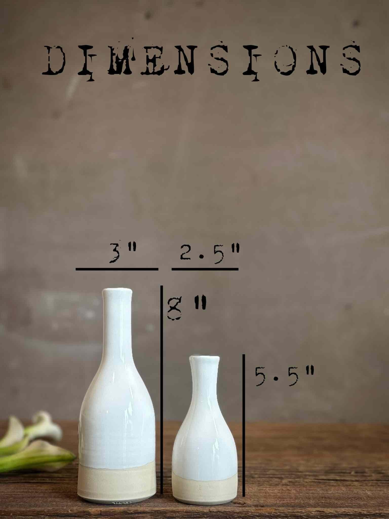 White Dove Bud Vase | Handmade Ceramic | Wheel-Thrown Stoneware Flower Vase | 8" Mini Pottery Vase| Modern Farmhouse Decor