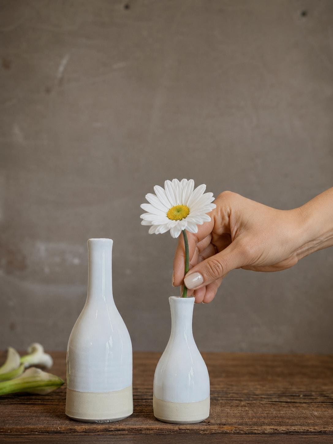 White Dove Bud Vase | Handmade Ceramic | Wheel-Thrown Stoneware Flower Vase | 8" Mini Pottery Vase| Modern Farmhouse Decor