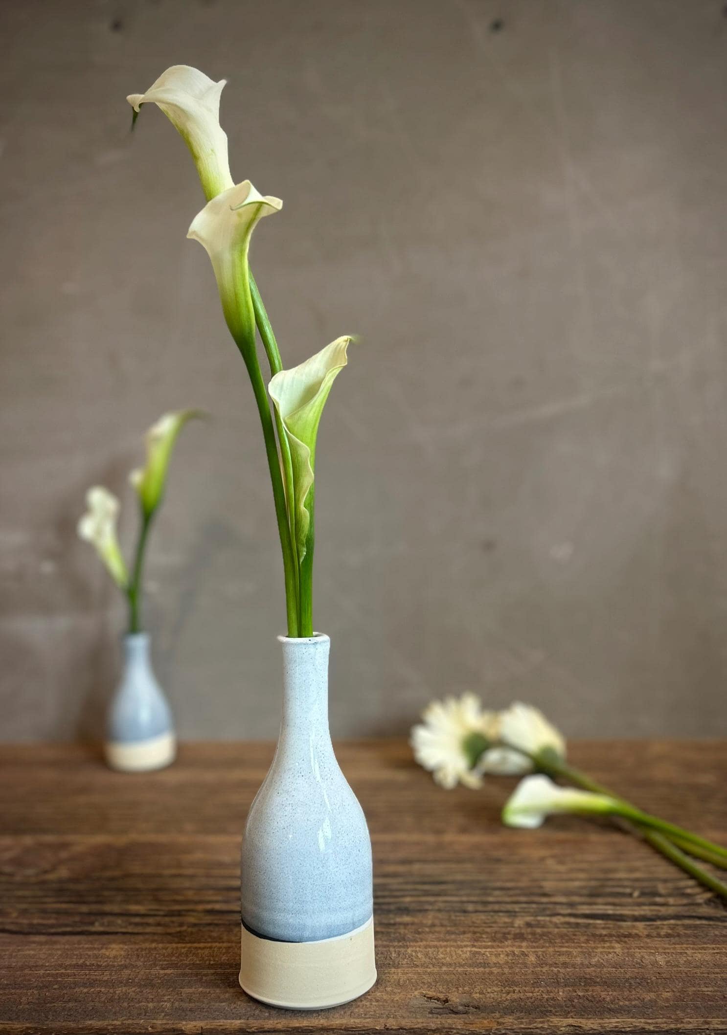 Linen Gray Bud Vase | Handmade Ceramic Vase | Wheel-Thrown Stoneware Flower Vase | Modern Home Décor | 8" Small Pottery Vase
