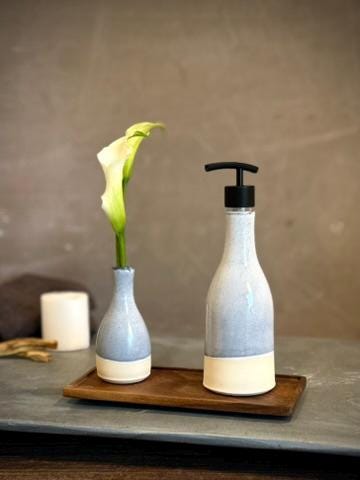 Linen Gray Bud Vase | Handmade Ceramic Vase | Wheel-Thrown Stoneware Flower Vase | 5 inch Mini Pottery Vase | Modern Farmhouse