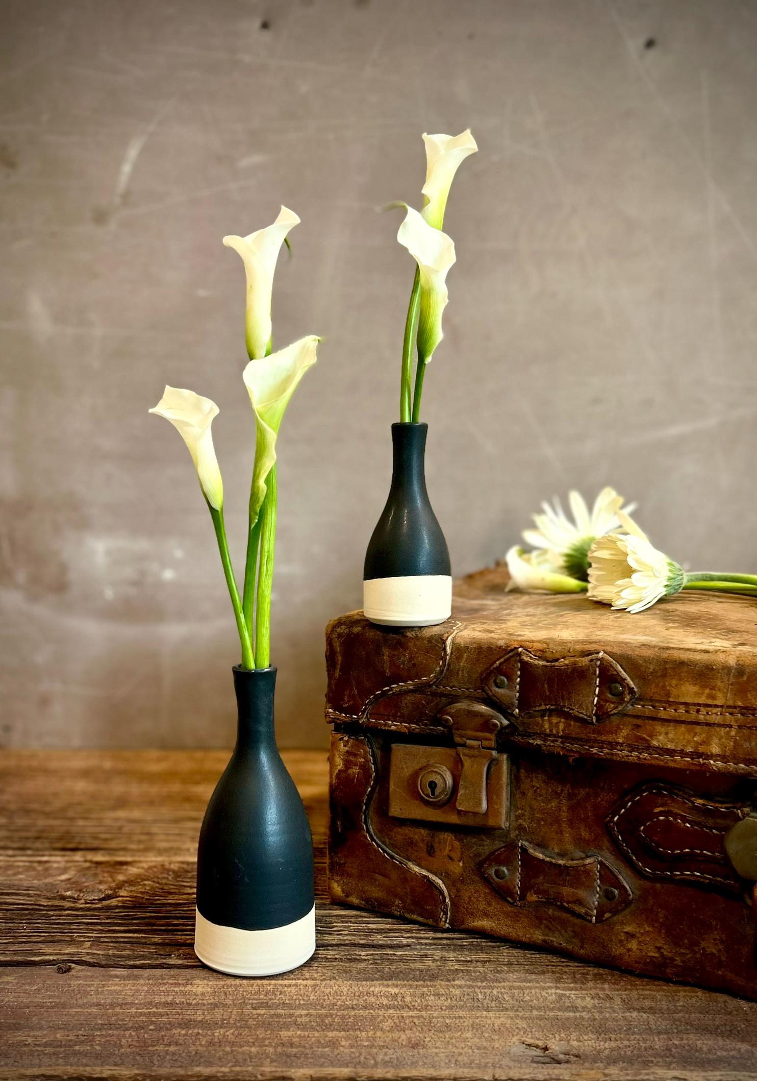 Blackstone Bud Vase | Handmade Ceramic | Wheel-Thrown Stoneware Flower Vase | 8" Small Pottery Vase| Modern Farmhouse Decor