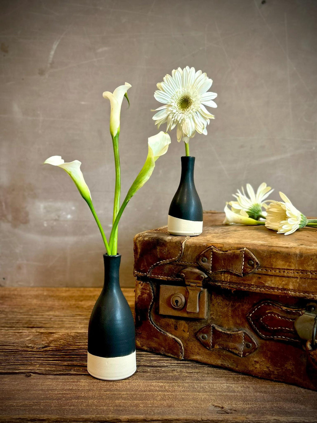 Blackstone Bud Vase | Handmade Ceramic | Wheel-Thrown Stoneware Flower Vase | 8" Small Pottery Vase| Modern Farmhouse Decor