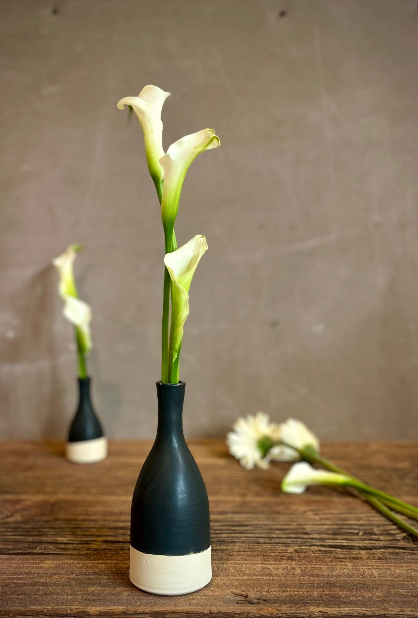 Blackstone Bud Vase | Handmade Ceramic | Wheel-Thrown Stoneware Flower Vase | 8" Small Pottery Vase| Modern Farmhouse Decor