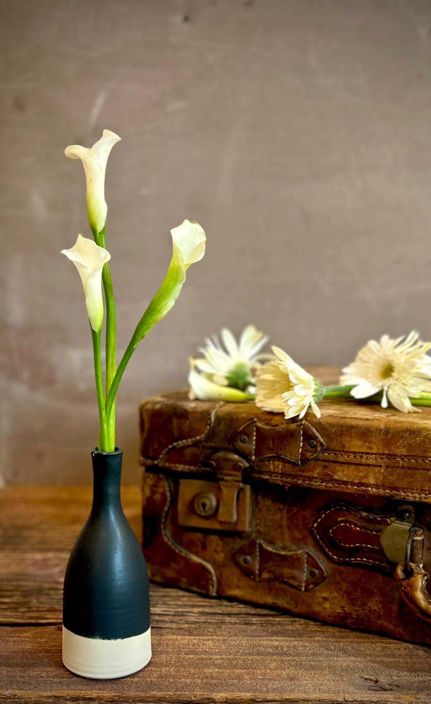 Blackstone Bud Vase | Handmade Ceramic | Wheel-Thrown Stoneware Flower Vase | 8" Small Pottery Vase| Modern Farmhouse Decor