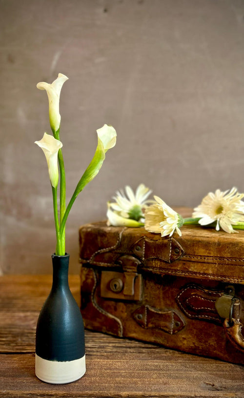 Blackstone Bud Vase | Handmade Ceramic | Wheel-Thrown Stoneware Flower Vase | 8" Small Pottery Vase| Modern Farmhouse Decor