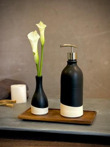 Handmade Ceramic Classic Soap Dispenser | Blackstone Stoneware Soap Pump | Refillable Bathroom & Kitchen Pump | Modern Farmhouse Decor