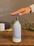 Handmade Ceramic Soap Dispenser SET of 2 | Linen Gray Customizable Bathroom Set | Kitchen Soap & Lotion Dispenser | Refillable Pottery Pump
