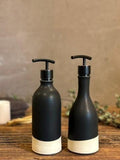 Handmade Ceramic Soap Dispenser SET of 2 | Blackstone Customizable Bathroom Set | Kitchen Soap & Lotion Dispenser | Refillable Pottery Pump