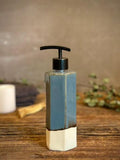 Handmade Ceramic Soap Dispenser | Faceted Stoneware Soap Pump | Riverdrift Blue Refillable Soap Dispenser | Kitchen & Bathroom Decor