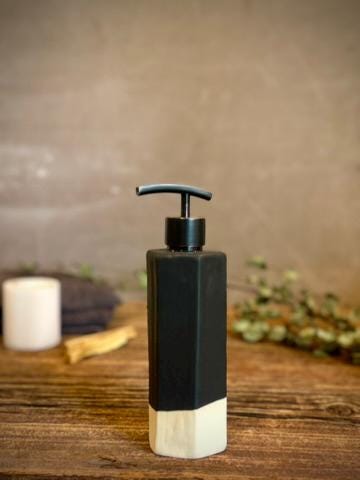 Handmade Ceramic Soap Dispenser | Faceted Stoneware Soap Pump | Matte Blackstone Refillable Soap Dispenser | Kitchen & Bathroom Decor