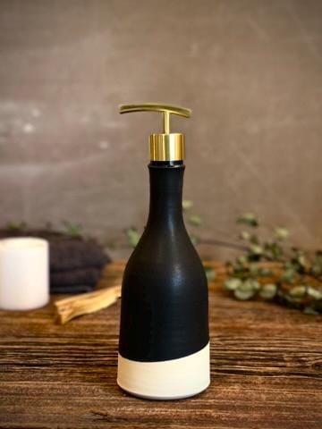 Handmade Ceramic Willow Soap Dispenser | Blackstone Stoneware Soap Pump Refillable Bathroom & Kitchen Pump | Modern Farmhouse Decor