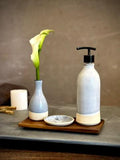 Handmade Ceramic Classic Soap Dispenser | Linen Gray Stoneware Soap Pump | Refillable Bathroom & Kitchen Pump | Modern Farmhouse Decor