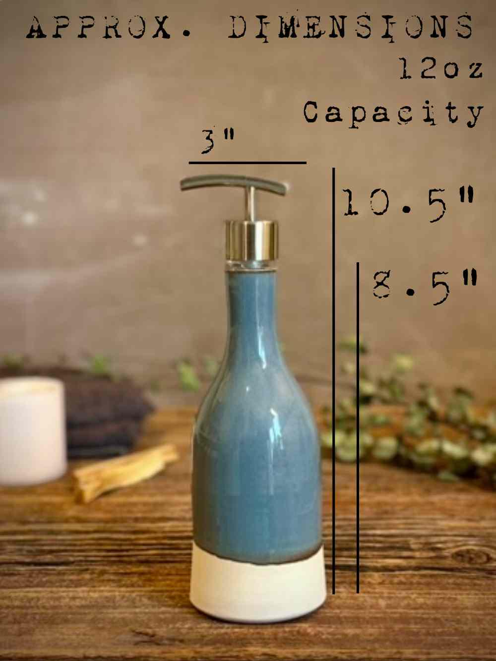 Handmade Ceramic Willow Soap Dispenser | Riverdrift Stoneware Soap Pump | Refillable Bathroom & Kitchen Pump | Modern Farmhouse Decor