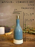 Handmade Ceramic Willow Soap Dispenser | Riverdrift Stoneware Soap Pump | Refillable Bathroom & Kitchen Pump | Modern Farmhouse Decor
