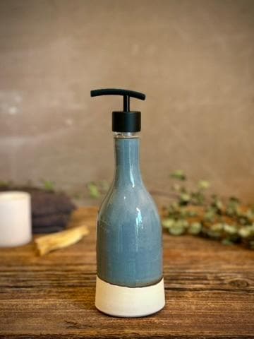 Handmade Ceramic Willow Soap Dispenser | Riverdrift Stoneware Soap Pump | Refillable Bathroom & Kitchen Pump | Modern Farmhouse Decor
