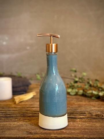 Handmade Ceramic Willow Soap Dispenser | Riverdrift Stoneware Soap Pump | Refillable Bathroom & Kitchen Pump | Modern Farmhouse Decor