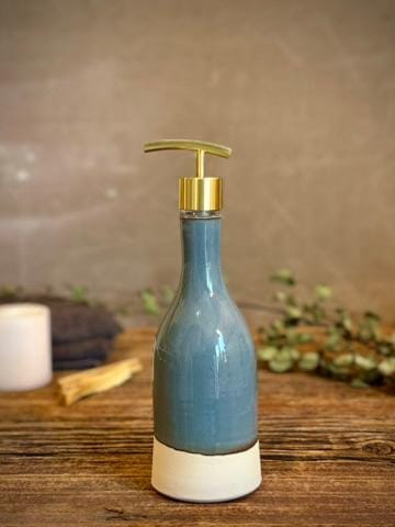Handmade Ceramic Willow Soap Dispenser | Riverdrift Stoneware Soap Pump | Refillable Bathroom & Kitchen Pump | Modern Farmhouse Decor