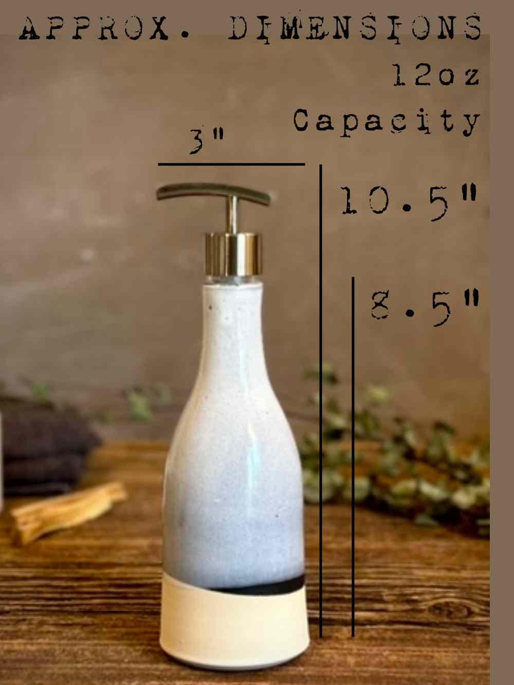 Handmade Ceramic Willow Soap Dispenser | Linen Gray Stoneware Soap Pump | Refillable Bathroom & Kitchen Pump | Modern Farmhouse Decor