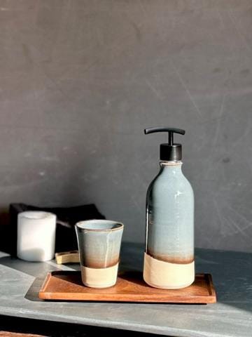 Handmade Ceramic Classic Soap Dispenser | Riverdrift Stoneware Soap Pump | Refillable Bathroom & Kitchen Pump | Modern Farmhouse Decor