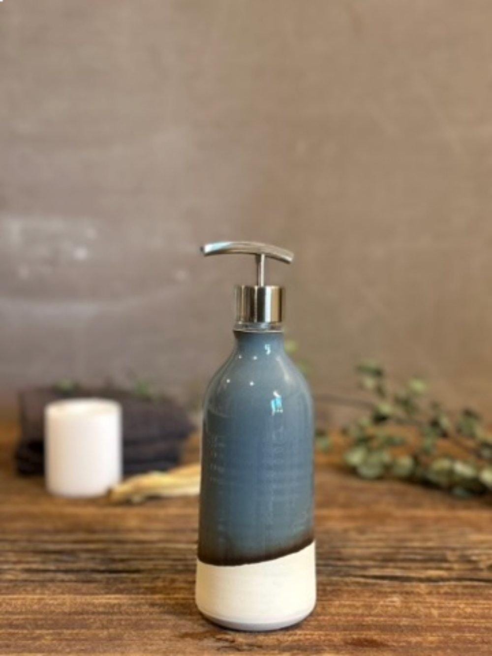 Handmade Ceramic Classic Soap Dispenser | Riverdrift Stoneware Soap Pump | Refillable Bathroom & Kitchen Pump | Modern Farmhouse Decor