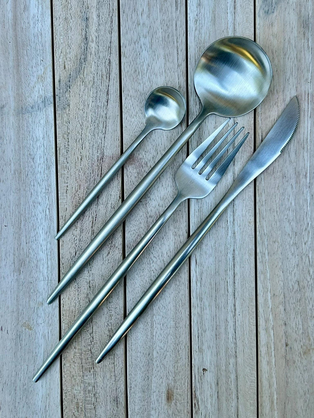 Modern Stainless Steel Flatware Set | Choice of Silver, Black, Gold or Copper | Contemporary Cutlery Set | Minimalist Modern Tableware