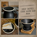 Handmade Stoneware Mug Warming Lid & Tea Strainer Drip Catch Plate | Blackstone Glaze |