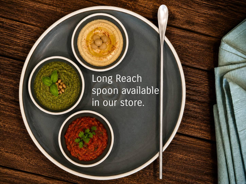 Handmade Ceramic Serving Plate SET | Riverdrift Large Serving Plate with 4 Prep Plates | Stoneware Appetizer & Charcuterie | Sushi | Mezze
