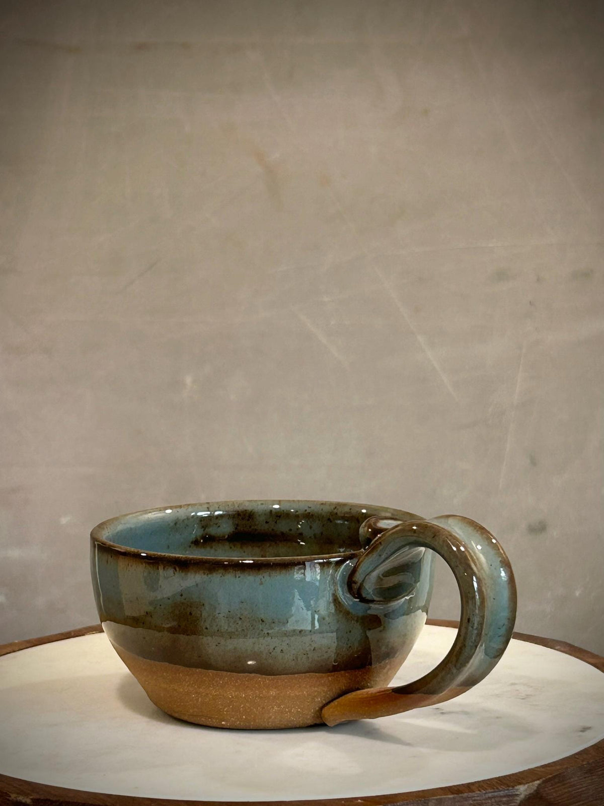 Hand Thrown Stoneware Cappuccino Pottery Mug Riverdrift Cappi Style Soup Dune body