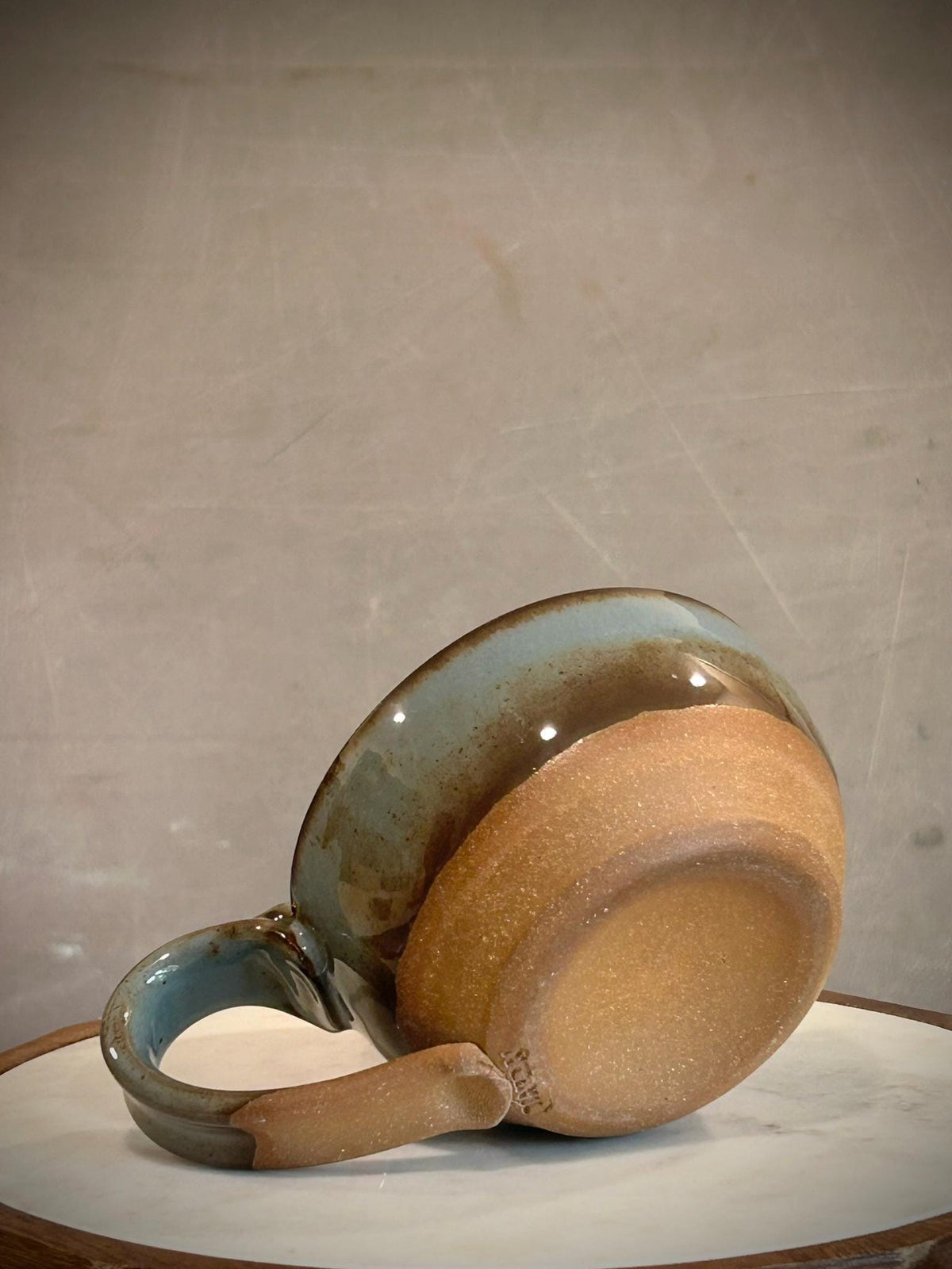 Hand Thrown Stoneware Cappuccino Pottery Mug Riverdrift Cappi Style Soup Dune body