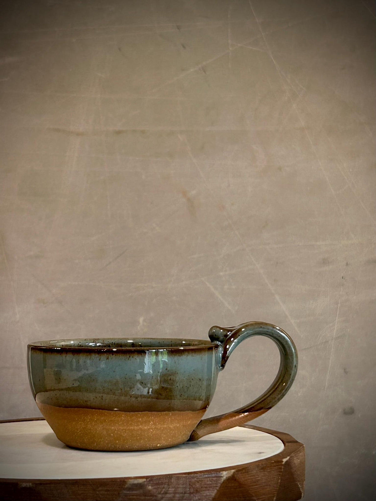 Hand Thrown Stoneware Cappuccino Pottery Mug Riverdrift Cappi Style Soup Dune body