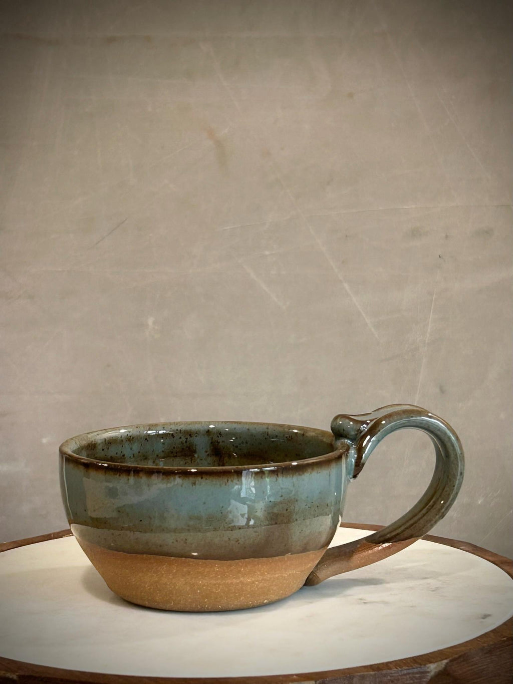 Hand Thrown Stoneware Cappuccino Pottery Mug Riverdrift Cappi Style Soup Dune body