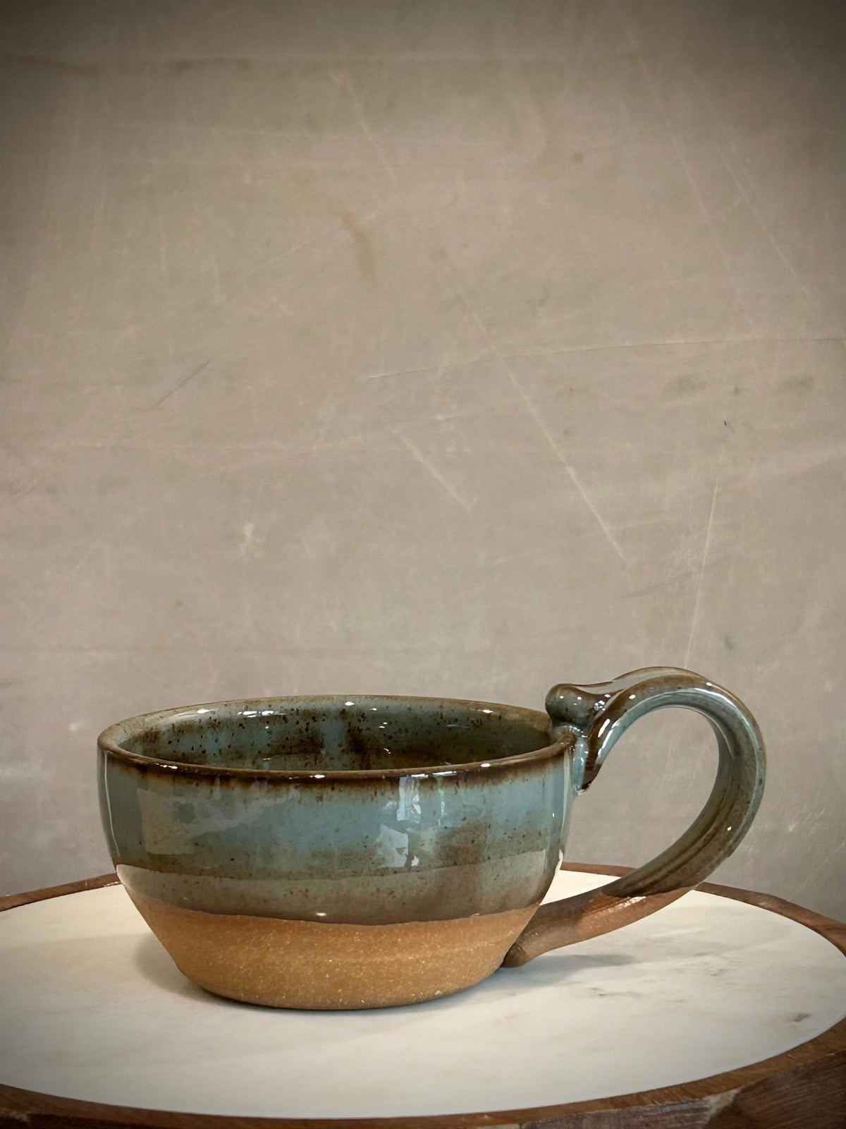 Hand Thrown Stoneware Cappuccino Pottery Mug Riverdrift Cappi Style Soup Dune body