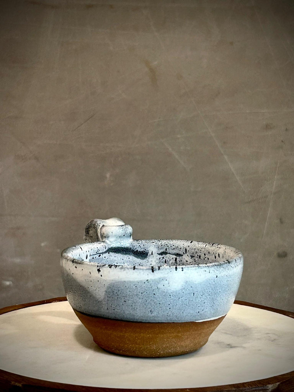 Handmade Stoneware Cappuccino Cup | Wheel-Thrown Linen Gray Ceramic Mug Dune Body