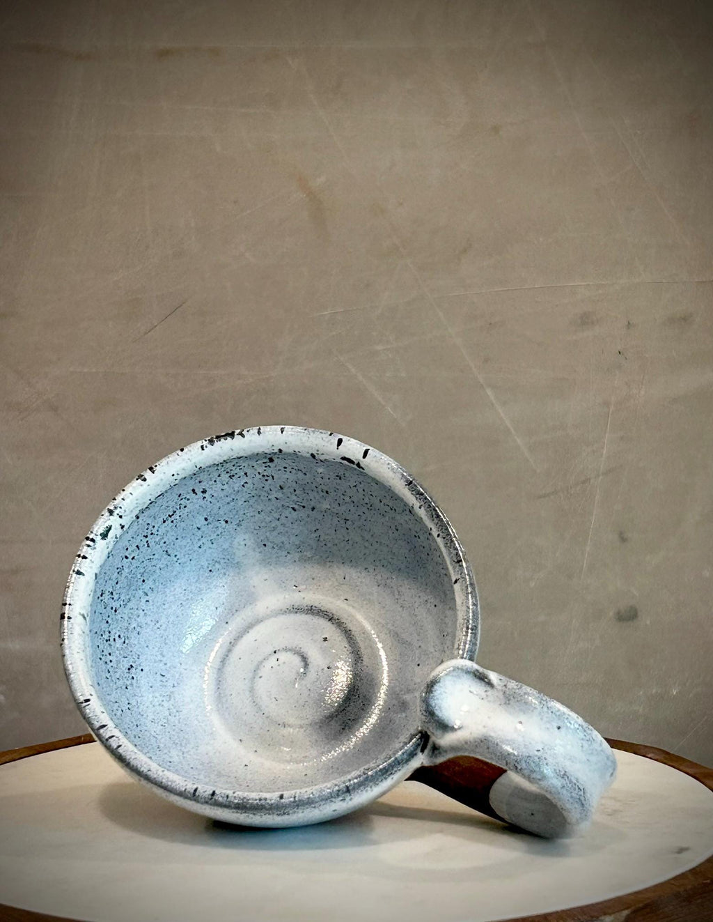 Handmade Stoneware Cappuccino Cup | Wheel-Thrown Linen Gray Ceramic Mug Dune Body