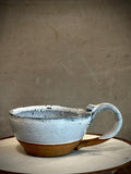 Handmade Stoneware Cappuccino Cup | Wheel-Thrown Linen Gray Ceramic Mug Dune Body