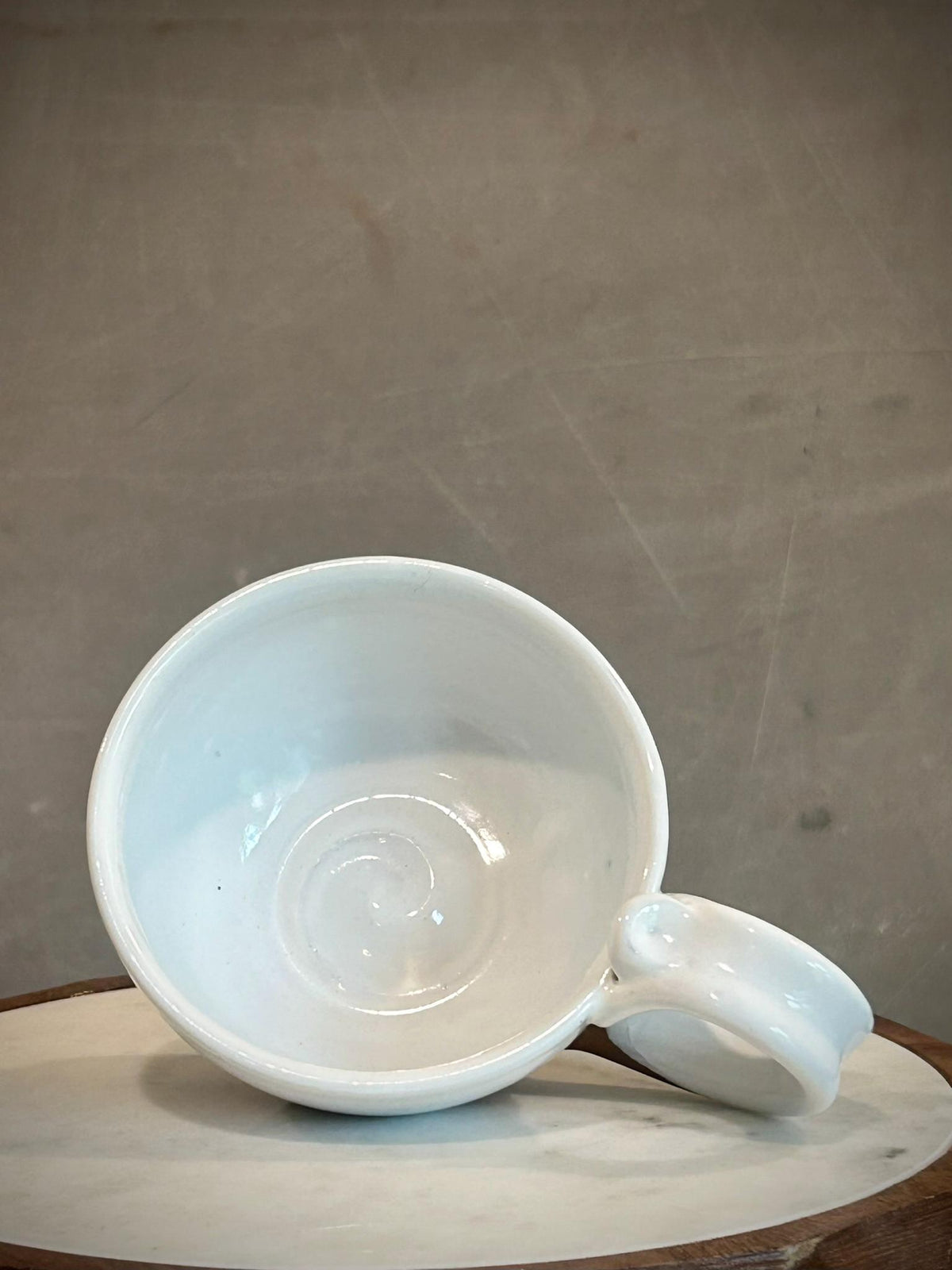 Handmade Stoneware Cappuccino Cup | Wheel-Thrown White Dove Ceramic Mug Dune Body