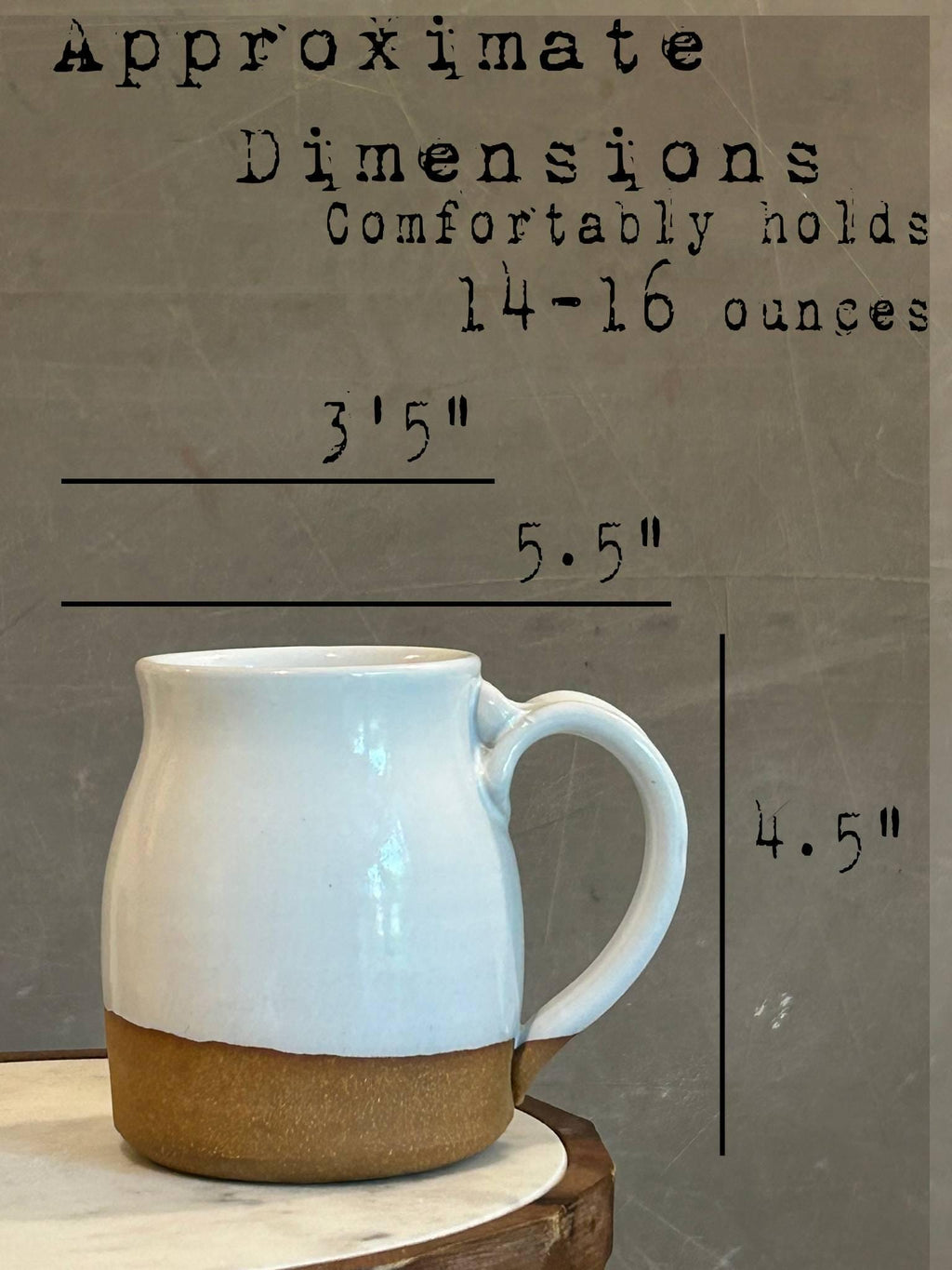 Handmade Stoneware Bell Mug | White Dove Wheel Thrown Pottery Cup Dune Body